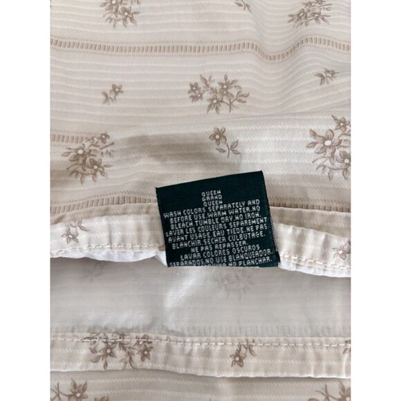 Ralph Lauren VILLANDRY FLORAL STRIPE CREAM Queen FLAT Sheet Garden RARE! - Picture 5 of 5